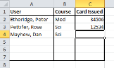 Example enrolment spreadsheet in Excel